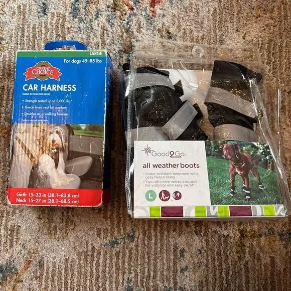 LARGE dog bundle-All Weather Dog Boots and Car Harness
