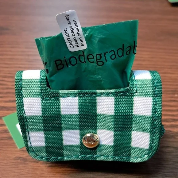 Kate Spade Dog Bag Holder, Green and White, snap close,‎ 4