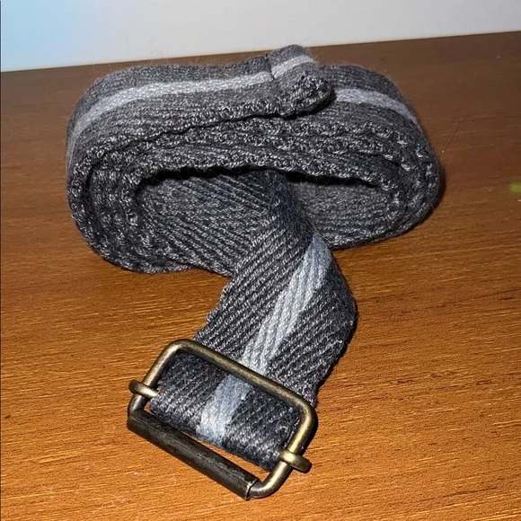 Gray Material Striped Slide Lock Belt