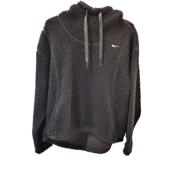 Nike Therma-Fit Hoodie Womens Small Sherpa Fleece Pullover Sweatshirt DD6470-010