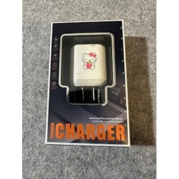 Sanrio Hello Kitty USB Wall Charger White Strawberry Travel Adapter Block