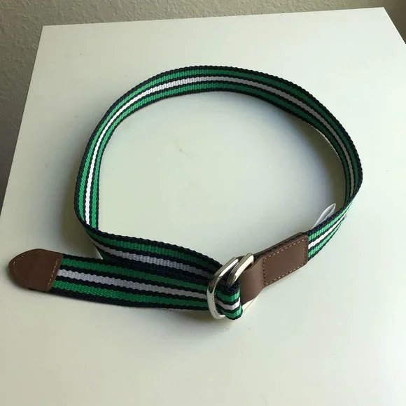 Janie and Jack Green Striped Kids Belt