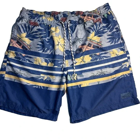 Izod Saltwater Men‎ L Swim Trunks Board Shorts Blue Resort Beach Travel Pool
