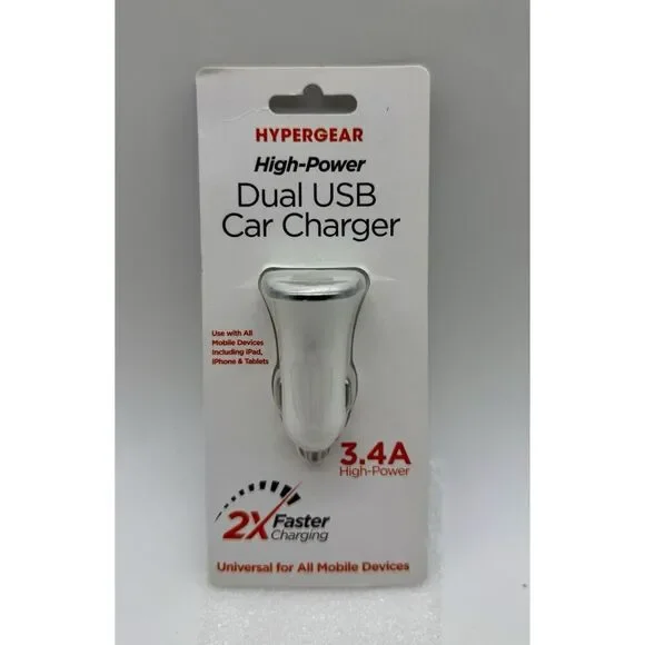 HyperGear 3.4A High-Power Dual USB Car Charger Smart Chip‎ Tech New