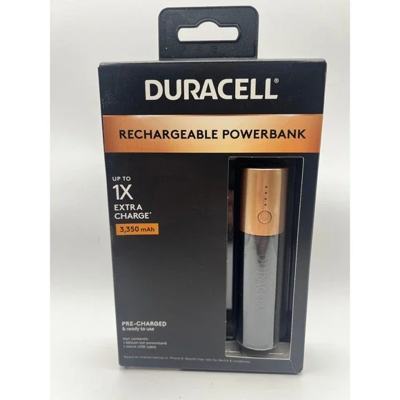 Duracell Rechargeable Powerbank 3350 mAh Portable Charger Black Copper PB1