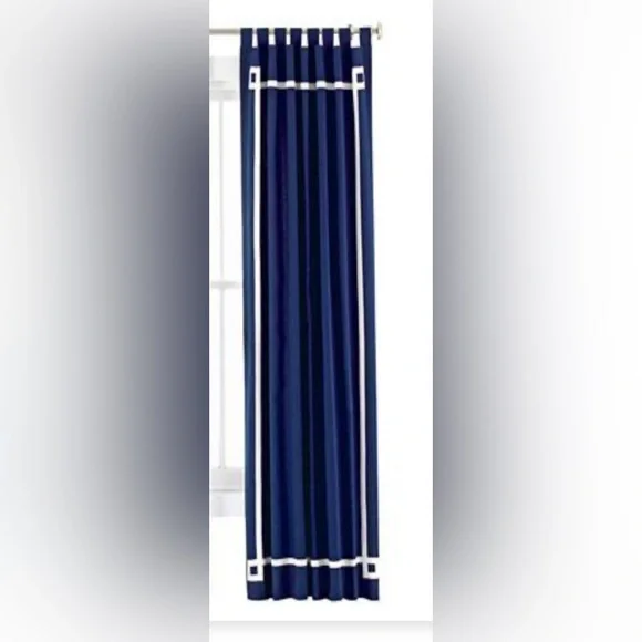 NEW ONE Happy Chic Jonathan Adler Greek Navy Blue and White Curtain Panel