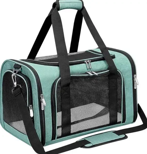 Expandable Pet Carrier Travel Bag with Mesh Windows, Medium