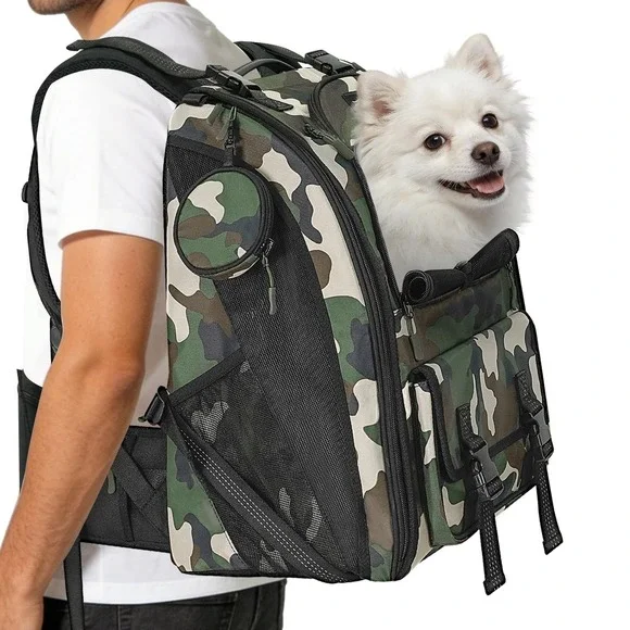 Aimease Dog Carrier Backpack Medium Dogs 22 LBS Camo Waterproof Hiking Travel
