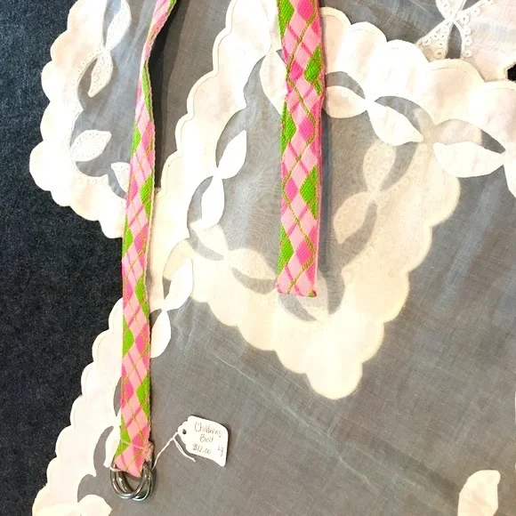 GIRL'S PREPPY BELT, PINK PLAID, 30