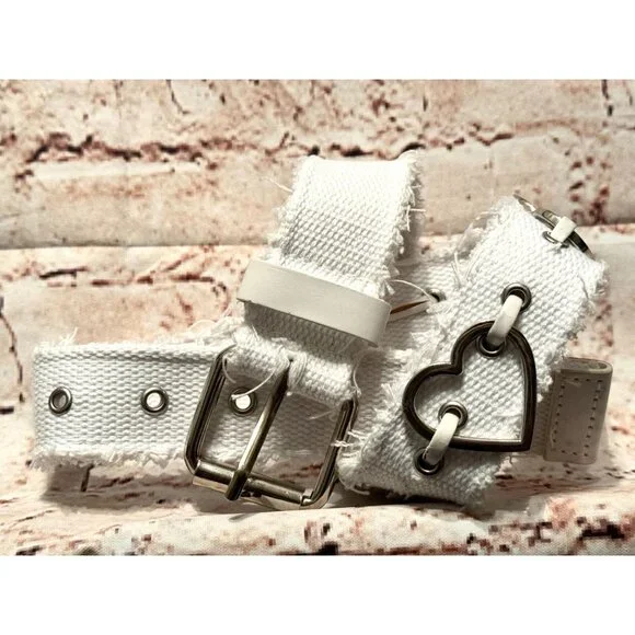 Circo Kids Fashion Silver Metal Heart Shape Canvas Belt