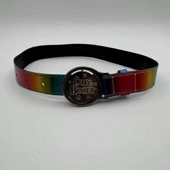 Vintage 2003 Y2K Care Bears Flip Buckle & Belt Rainbow Day Youth Kids Size S/M