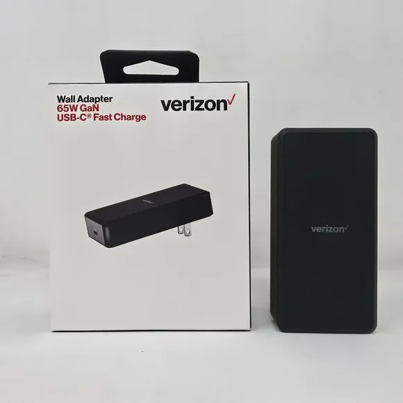 Verizon OEM 65W Black Fast Charge USB-C Wall Adapter GaN Charger For Laptop Cell