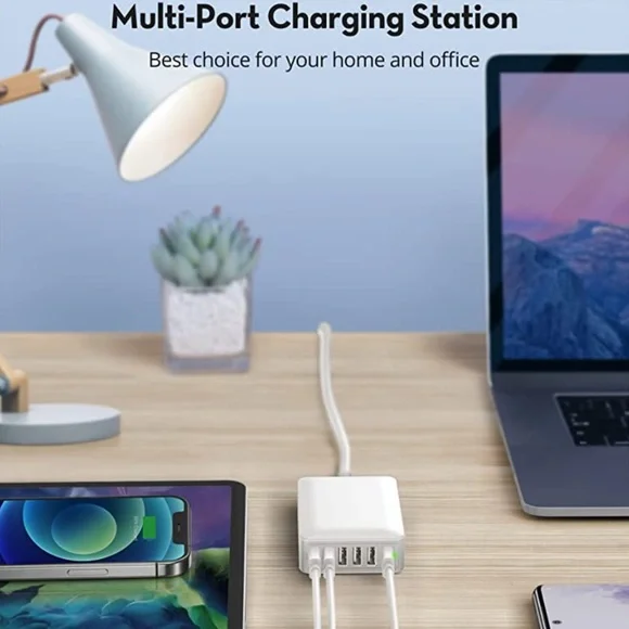 USB Charger 60W USB Charging Hub 12A 6-Port Desktop Station with Multiple Port