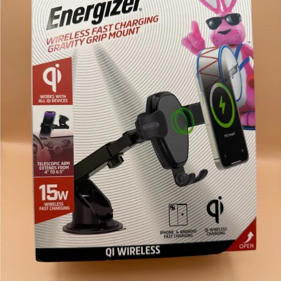 Energizer New-Wireless Fast Charging Gravity Grip Mount - Black