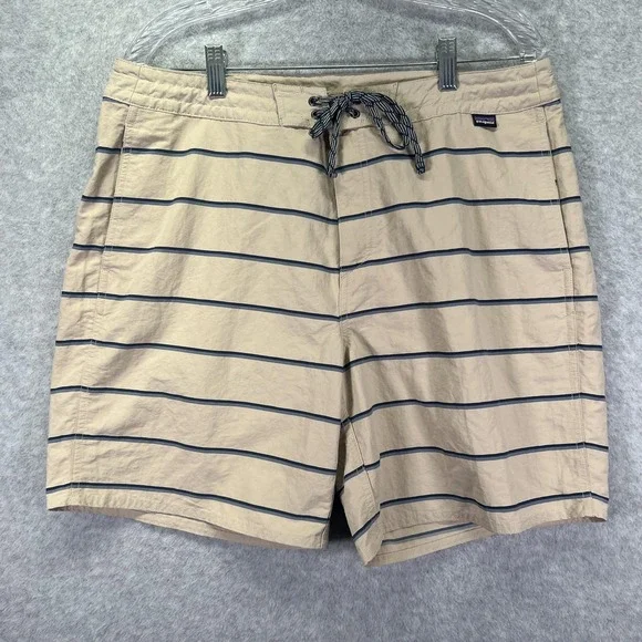 Patagonia Wavefarer Boardshorts Mens 35 Recycled Nylon Striped Swim Stretch