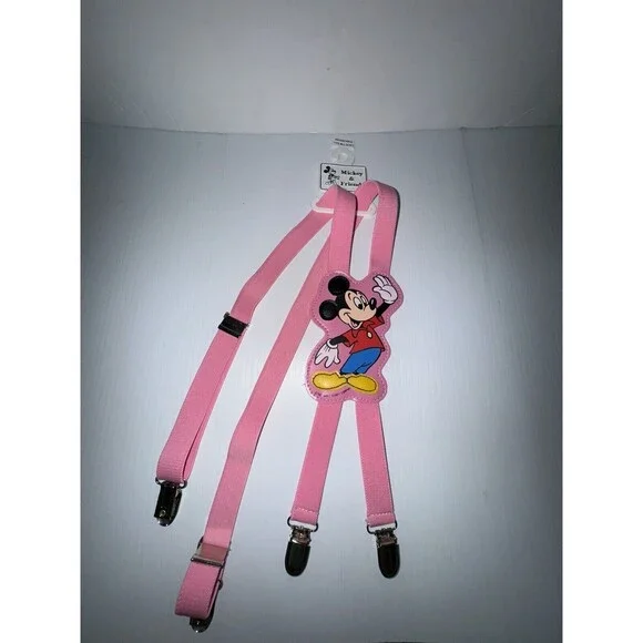 Vintage Mickey Mouse Suspenders Rare Pink Color Walt Disney Company