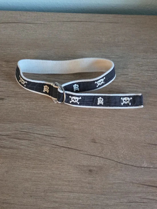 Kids Ralph Lauren Black Teddy Bear Skull & Crossbones Webbing Belt 6m