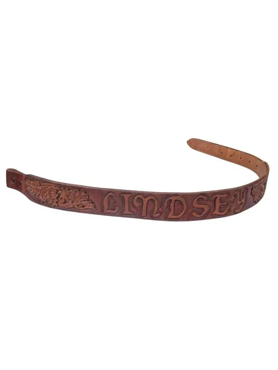 Custom Tooled Leather Belt Lindsey Child Size Western Cowboy Kid Sundance WY Vtg