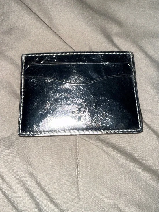 Tory Burch Glossy Black Leather Card Holder