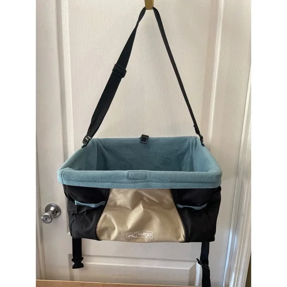 Kurgo Skybox‎ Dog Booster Seat Blue Tan Small Pet Car Travel Hanging Basket