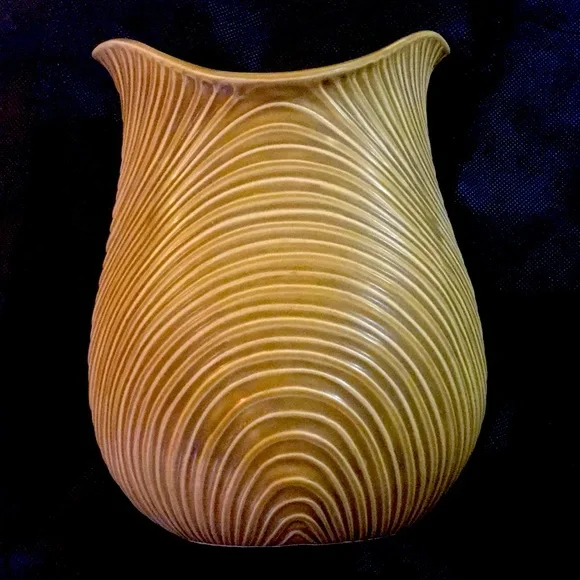 Jonathan Adler Textured Relief Mustard Yellow Charade Ripple Vase