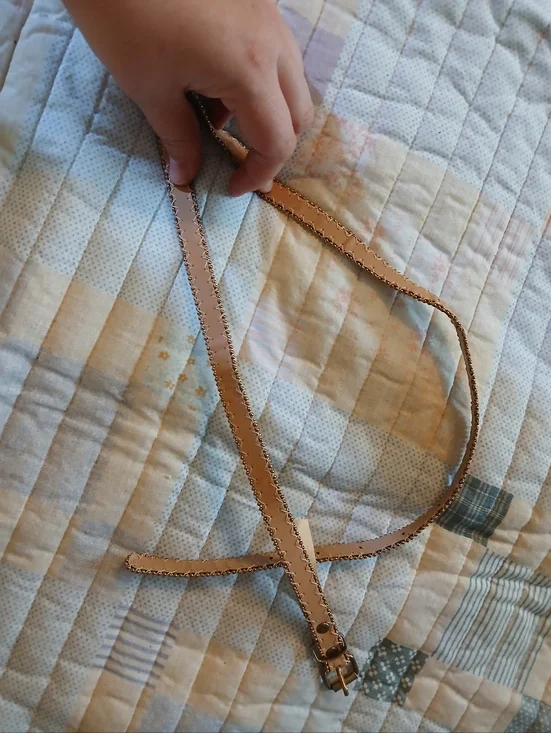 Girls Tan Decorative Stitch Belt - Kids Accessories