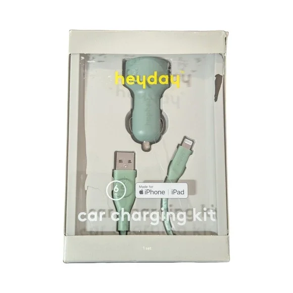 Oo9N heyday Car Charging Kit Lighting 6ft Cable USB-C & USB-A 23W New Sealed‎