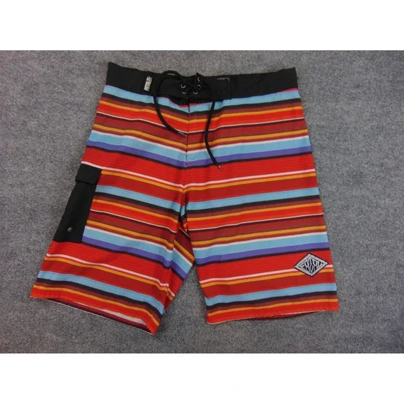 Fatal Board Shorts Mens 32 Multicolor Striped Cargo Pocket Surf Skate Swimwear