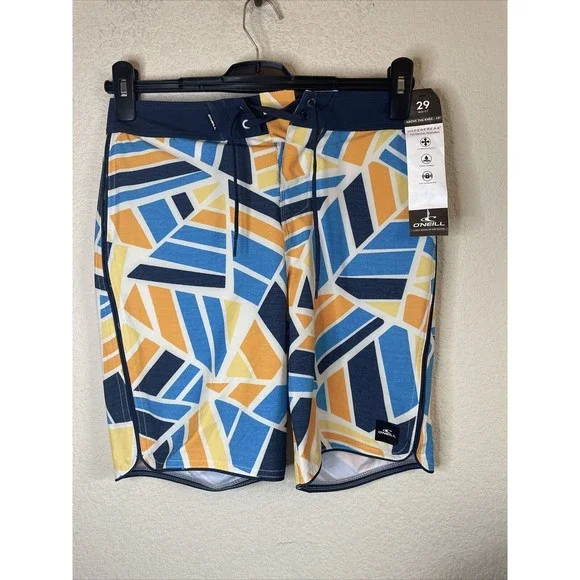 ONEILL MENS HYPERFREAK BOARD Swim SHORTS Geometric New Hyper dry Abstract 29 new