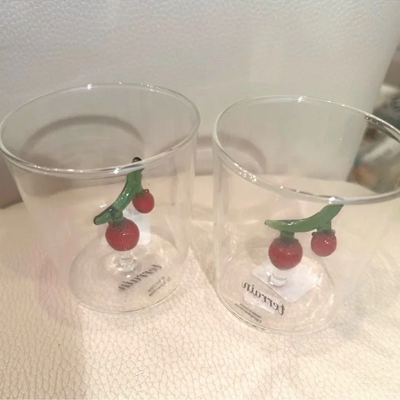 Terrain by Anthropologie Garden Veggies Tumbler Tomatoes Glass NWT Set of 2