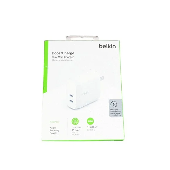 Aa3N Belkin BoostCharge (20W) Dual USB-C with (40W)‎ Stand Alone Wall Charger