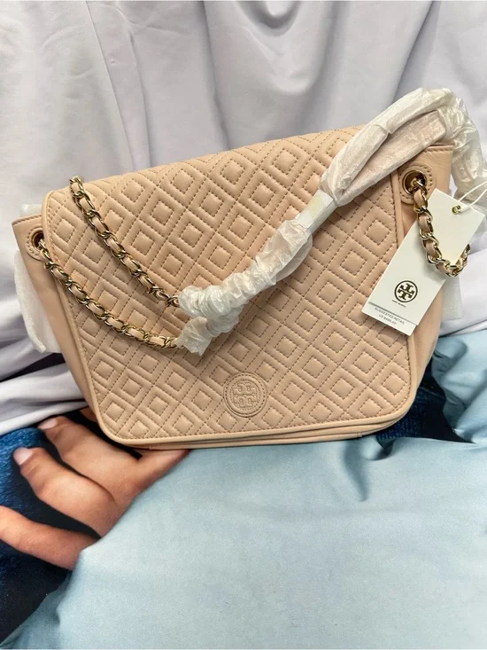 (new+tag) Tory Burch Quilted Chain Shoulder Bag / Crossbody Pale Pink Apricot