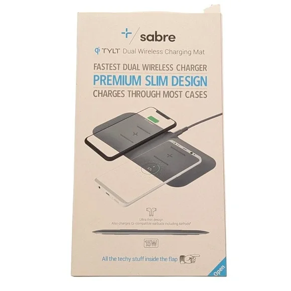 N9.OB Tylt Sabre Dual Wireless Charging Mat Fast Charge‎ | iPhones | Black