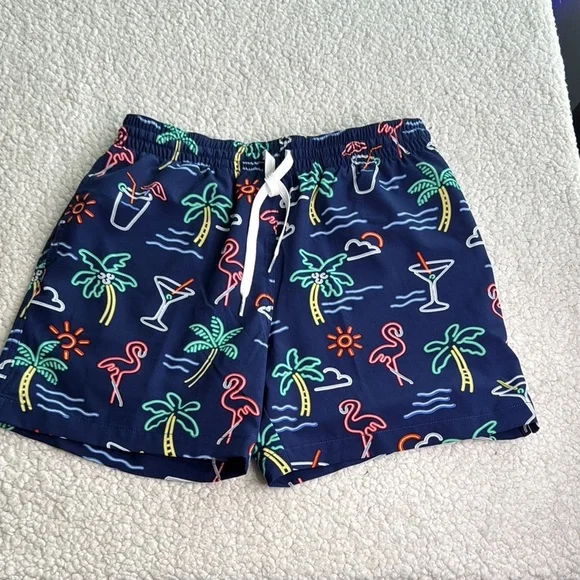 Chubbies Navy Tropical Print Swim Trunks