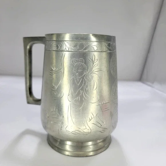 Vintage Chinese Sweet 甘 Huangjiu Pewter Mug