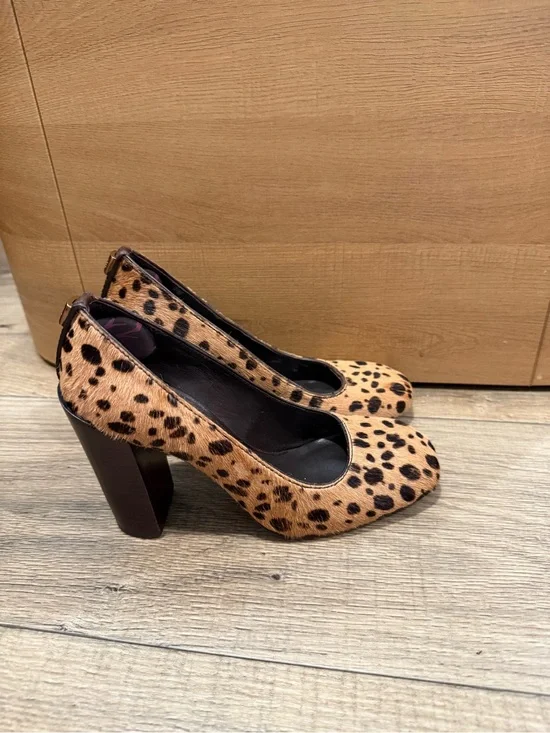 Tory Burch Leopard Print Block Heel Pumps in Tan and Black