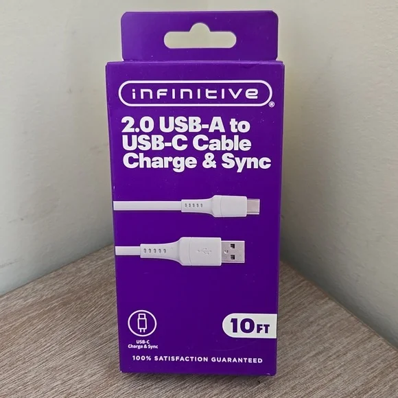 NEW Infinitive USB-A to USB-C Cable 10ft