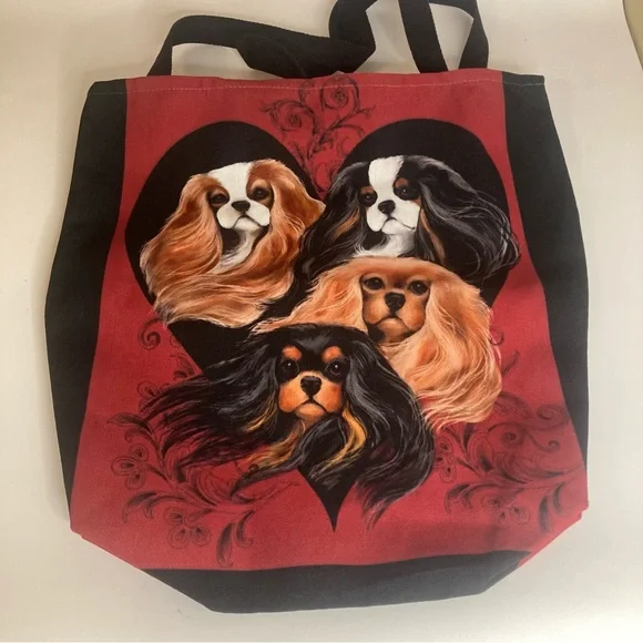 Zazzle Cavalier King Charles Spaniel heart Tote Bag Medium Size 16x15.5