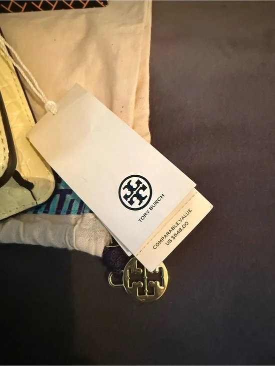 NWT TORY BURCH EMERSON EMBOSSED CONVERTIBLE CROSSBODY IN PASTEL YELLOW $548