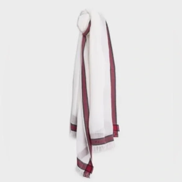 rag & bone Lance Logo Cotton Scarf NWT — Logo Cotton Wrap, Ivory/Red