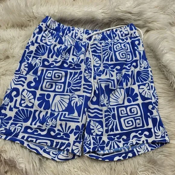 Wonder Nation Cobalt Crush Blue White Printed Men's Size Small Family Swimwear