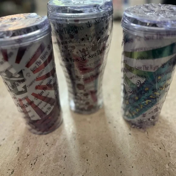 NEW SEALED Royal Caribbean Save The Waves Coca Cola Tumblers Lot Of 3