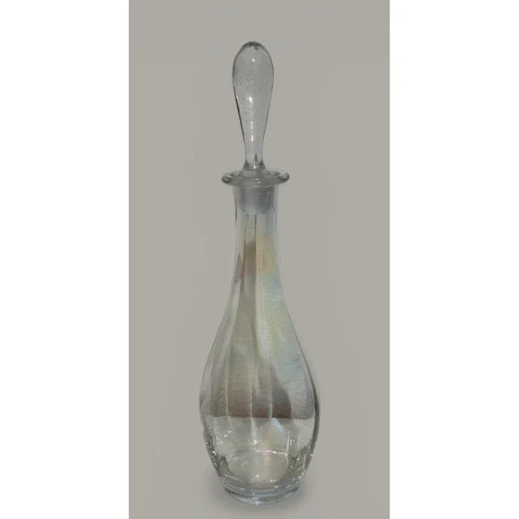 Vintage Toscany Handblown Iridescent Decanter Genie Bottle With Stopper 15