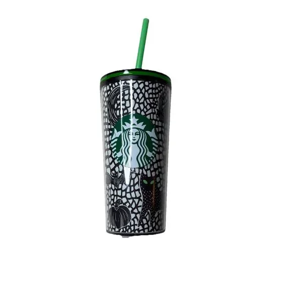 Starbucks Halloween 2020 Glow in the Dark Bat Cat Tumbler 12 oz Cup New Spooky
