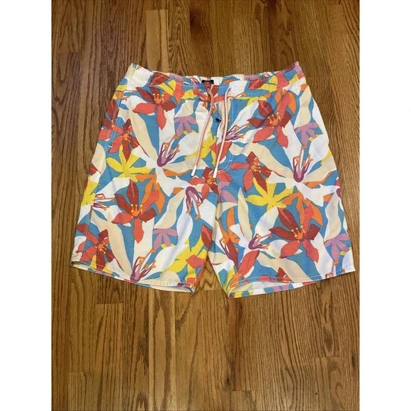 Johnnie O Men's Swim Trunks Multicolored All Over Floral Print Size XL
