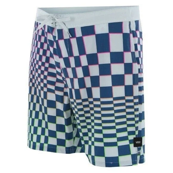 Vans Skewed Checkerboard 18 Boardshorts Mens 30 Blue Stretch NEW