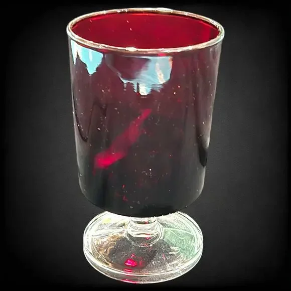 70s Vintage Dark Red Arcoroc Luminarc France Stem Cocktail Cordial Glass 8 Oz