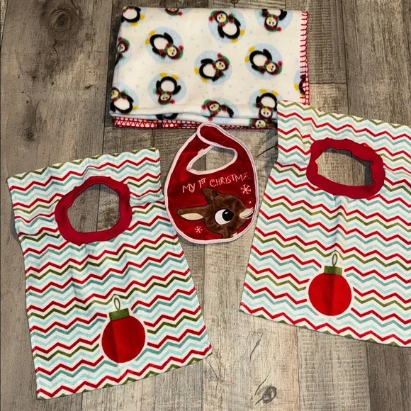 Festive Chevron Bib and Blanket Set