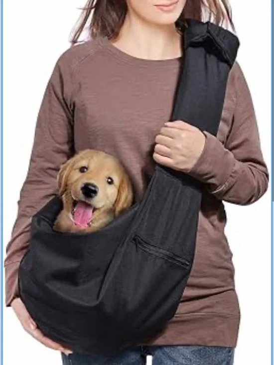 Black Hands-Free Pet Carrier Sling with Pocket