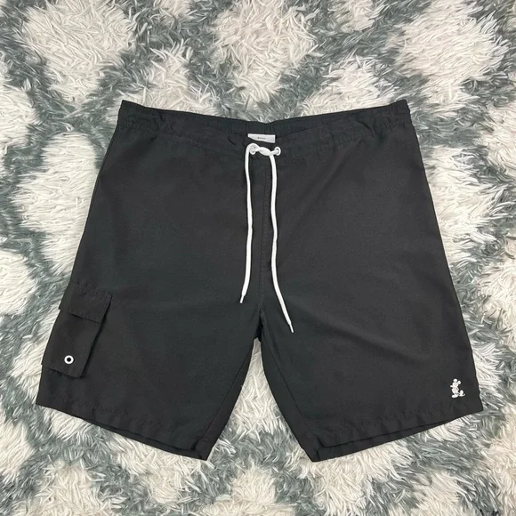 Disney Parks Men’s Black Swim Trunks With Liner Mickey Logo Size M